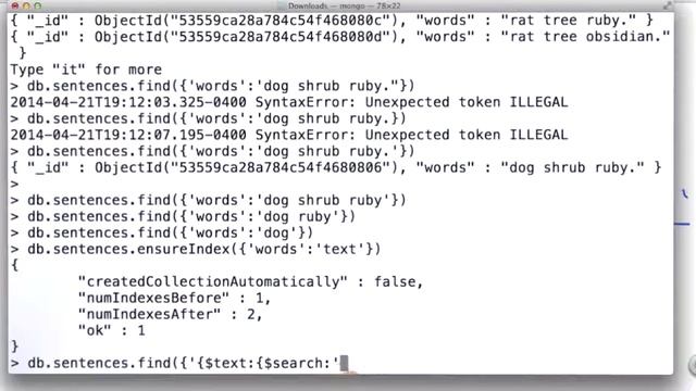 text index