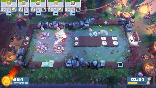 (outdated) Overcooked 2. Campfire Cook Off 1-2 | 2 players online coop 4 stars | Score: 1416