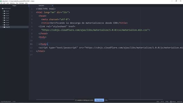 Clase en vivo: Instalación de Materializecss