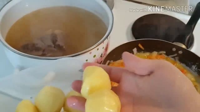 Цыганский борщ  со старым салом, говядиной, свининой и курицей. Gipsy cuisine.
