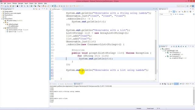 Create an Observable using just() in rxJava 2