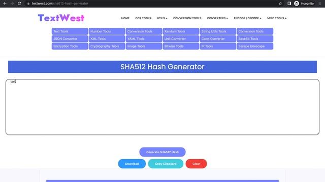 SHA512 Hash Generator Online Tool