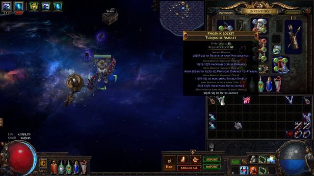 Path of Exile - Using the Awakener Orb to craft an Intelligence Stacking Amulet
