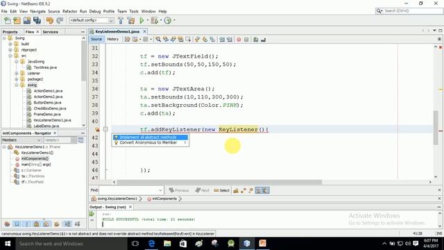 Java Swing Bangla Tutorial 70 : KeyListener