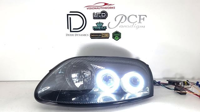 Toyota Supra A80 Retrofit Headlights - G5-BRT bixenon, CF bezels, Switchback Halos - VisionAutowork