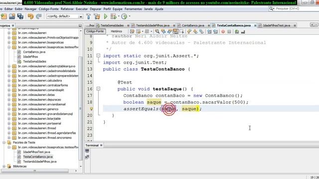 aula 4761 java seIII   Finalizando JUnit Test Assert assertEquals para testes de software qualidade