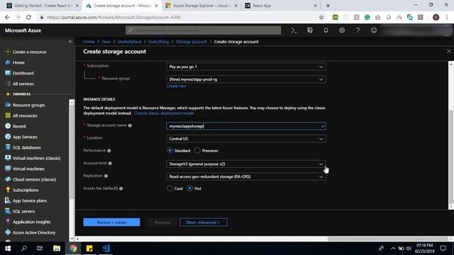 Deploying ReactJs app in Azure Blob Storage