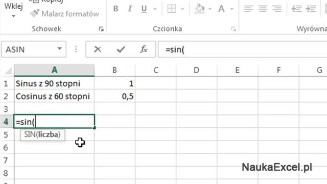 Kurs Excela: Jak działa funkcja SIN oraz COS