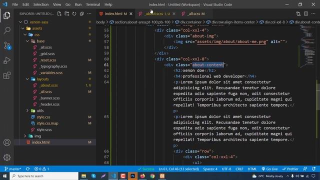 About Section Create a responsive website with SASS & Flexbox Part 7