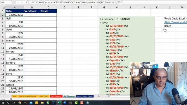 EM176 Formula di Excel FILTRO.XML e TESTO.UNISCI per unire più database uno sopra l'altro