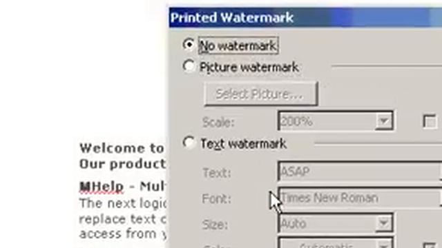 Microsoft Office Word 2003 Remove a watermark