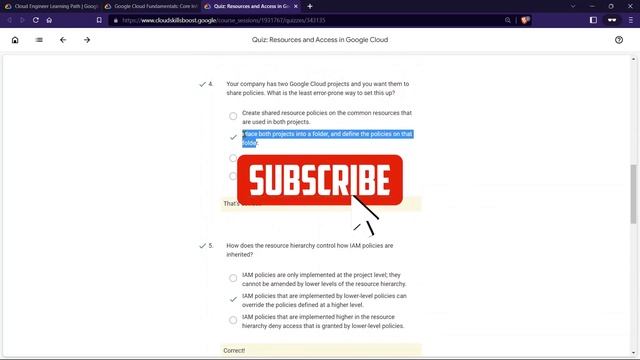 Quiz: Resources and Access in Google Cloud | Google Cloud Fundamentals Core Infrastructure