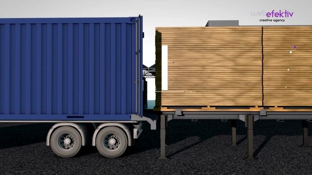 3D animation - containers loading technology for transportation