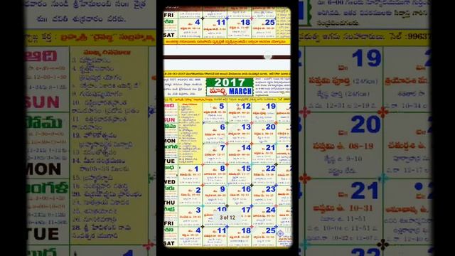 2017 Telugu Calendar