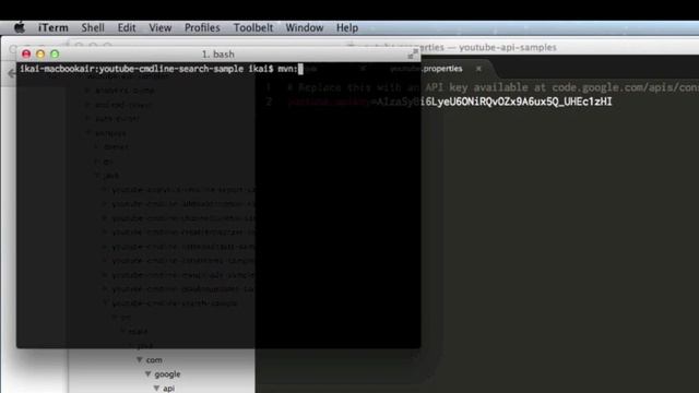 Running the YouTube API Java samples from the command line