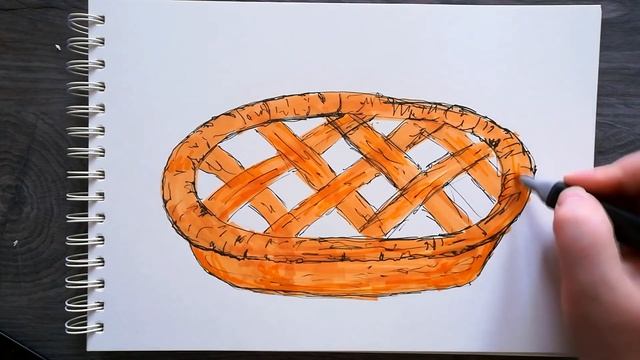 Как нарисовать ПИРОГ маркерами  Фуд скетчинг для начинающих