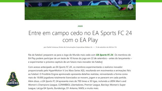 CHEGANDO SEMANA QUE VEM! EA Sports FC 24 NO GAME PASS - JOGUE AS 10 HORAS! E NA NUVEM?
