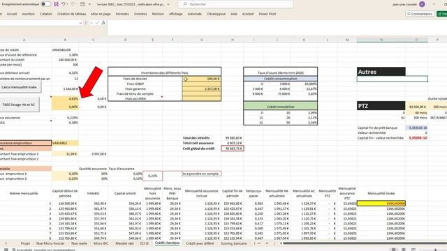 Simulateur EXCEL de Lissage 3 prêts immobiliers (Partie 2 sur X)