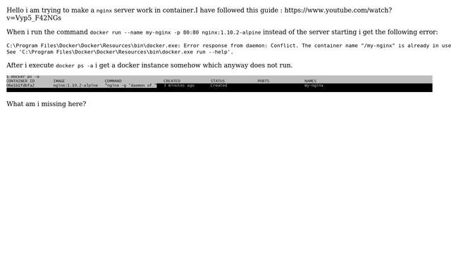 Can not run nginx webserver in docker