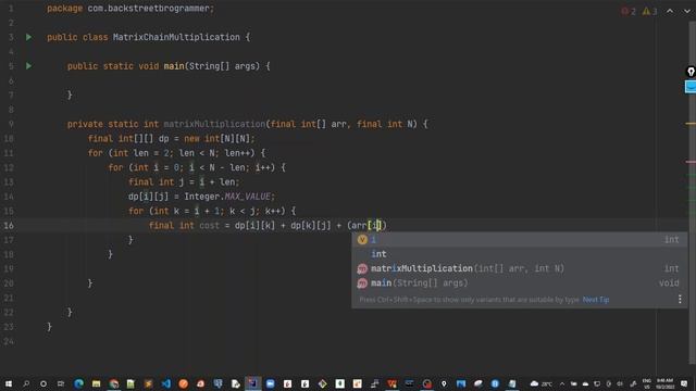 70 - Matrix Chain Multiplication - Final DP solution in Java