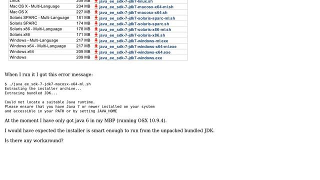Apple: Unable to install 'Java Platform, Enterprise Edition 7 (with JDK 7u45)'