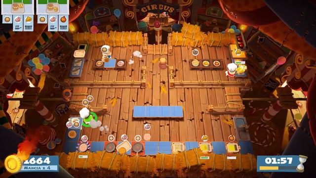 (outdated) Overcooked 2. Carnival of Chaos 1-3 | 3 players online coop 4 stars | Score: 3360