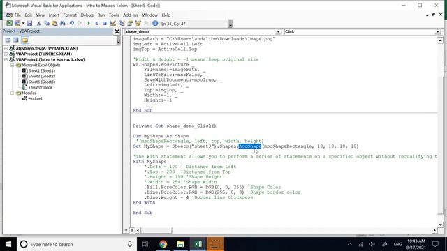 Macros in Excel and VBA Part 3