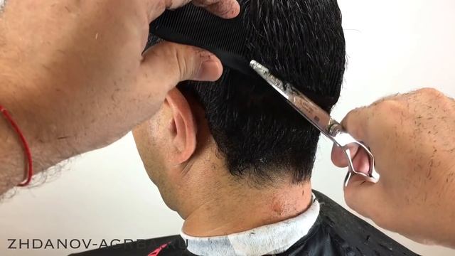 Мужская классическая стрижка без филировочных ножниц (очень густые волосы)