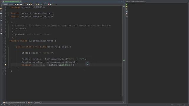 Java Ejercicio: 386 Usar una Expresión Regular (RegEx) para Encontrar Coincidencias de Texto
