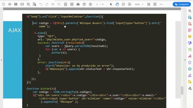 4 CRUD AJAX y JSON - Eliminar