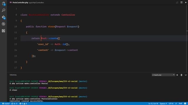 Social network in Laravel 5.3 and Vuejs 2.0 #37 Creating posts in laravel