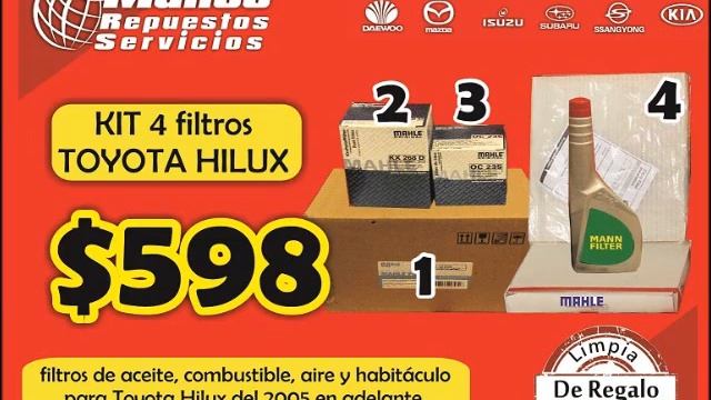 Promo 4 filtros + limpiainyectores Toyota Hilux - Mundo Repuestos