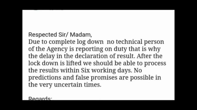 CET Result. DTE reply on email. Result 6 days after lockdown ends!