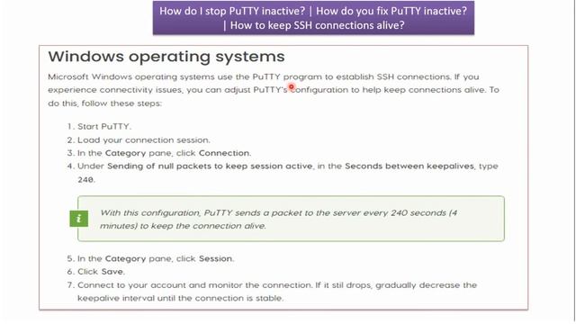 How do I stop PuTTY inactive? | How do you fix PuTTY inactive? | How to keep SSH connections alive?