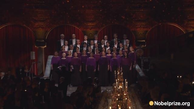 The Gustaf Sjökvist Chamber Choir performs Anthem and Kärlekens Tid at the Nobel Banquet 2015