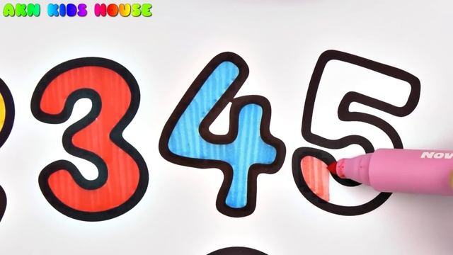  Numbers  Learn Numbers with BIG Marker Pen Coloring Pages  Akn Kids House