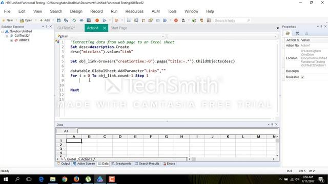 UFT QTP Exporting data table to excel sheet