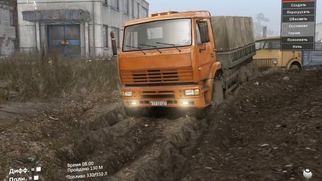 SpinTires 1 сезон 1 Испытание дорога грязи МАЗ 500
