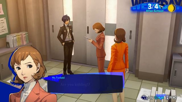 When you find out Ms. Toriumi's secret - Persona 3 Reload
