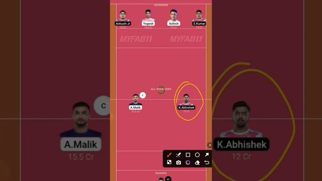 Small League & Mini Grand League Team For DABANG DELHI K.C. vs JAIPUR PINK PANTHERS MATCH NO.110