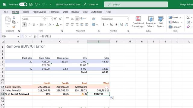 How to Remove Excel #DIV/0 Error