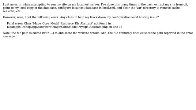 Mage_Core_Model_Resource_Db_Abstract not found in shopappcodecoreMageCoreModelMysql4Abstract.php