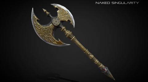 Golden Double Axe | Medieval dark fantasy weapon в 3D от Naked Singularity Studio