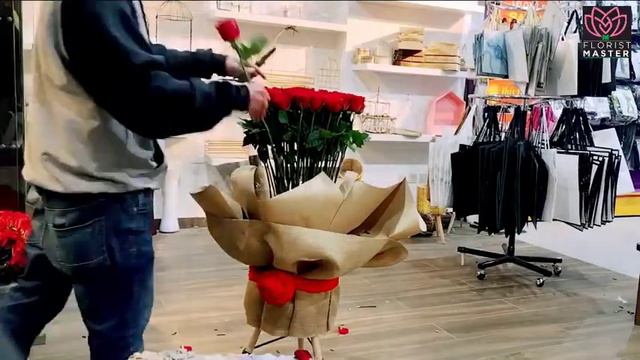 HOW TO WRAP RED ROSE BIG BOUQUET