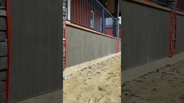 First and second coat stucco parging /Sand and cement plaster and California texture on deck skirt