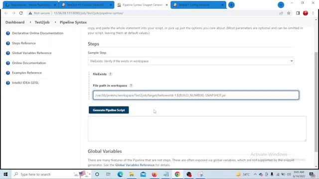 Artifact upload in Nexus through Jenkins declarative pipeline