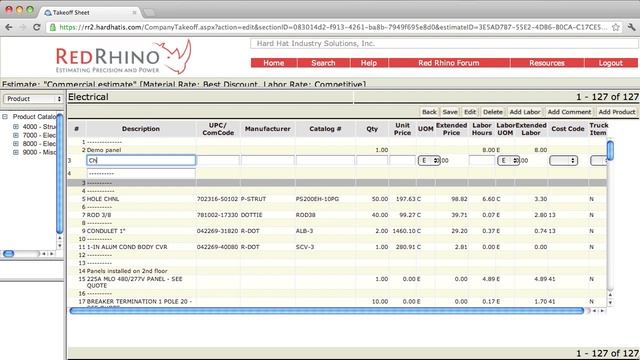 Electrical Estimating Software, Estimating Electrical Work, Takeoff Fields