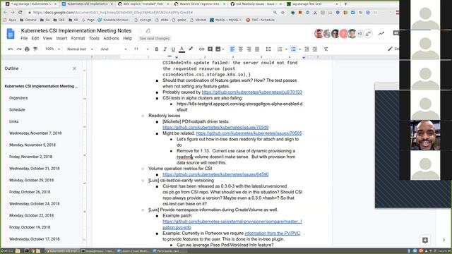 Kubernetes SIG Storage - CSI Implementation Workgroup 20181107