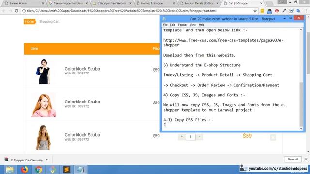 #20 Make E-com website in Laravel 5.6 | #31 Admin Panel | Download Free E-Shop Template