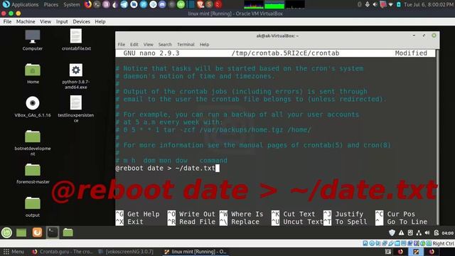 How to schedule jobs or processes in linux using crontab | crontab reboot
